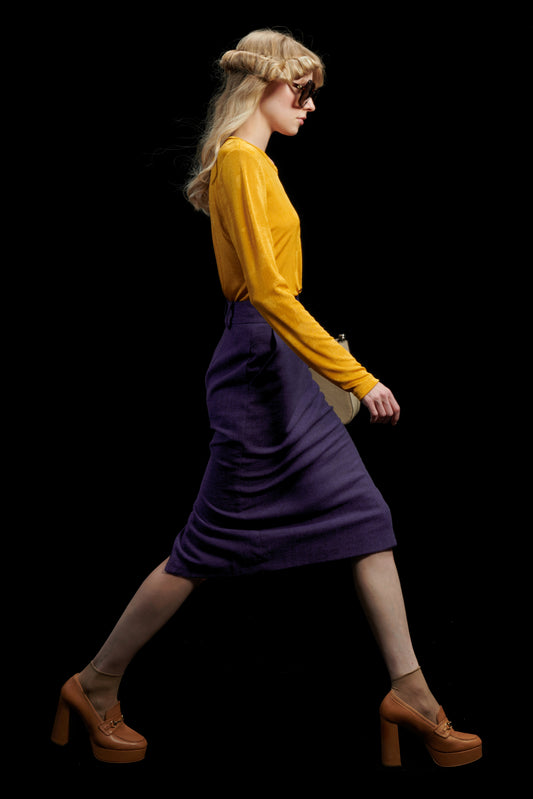 PENCIL SKIRT WOOL-BLEND PURPLE