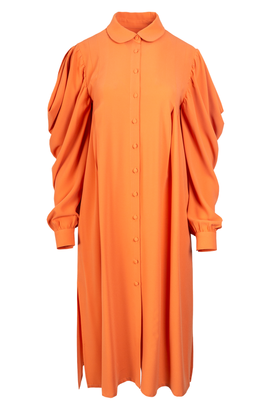 DRAPE SLEEVES SHIRT DRESS ORANGE