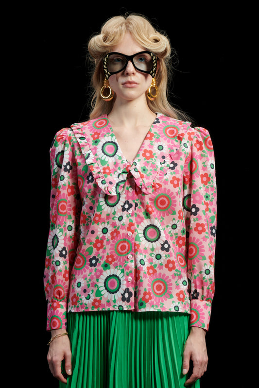 BIG COLLAR SHIRT FLORAL PINK