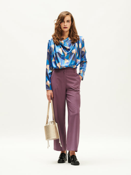 PIN-TUCK DETAIL PANTS PURPLE