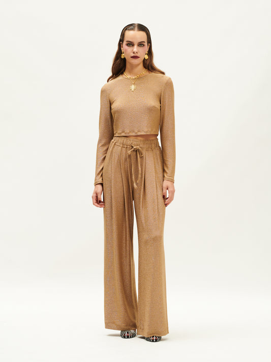 PALAZZO LUREX PANTS GOLD