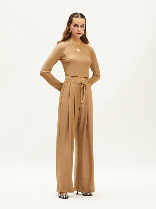 PALAZZO LUREX PANTS GOLD