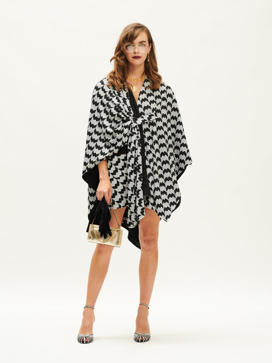 KNIT CAPE PIED-DE-W