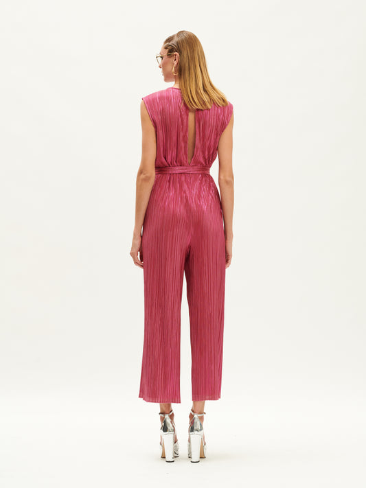 SLEEVELESS PLEATED OVERALL FUCHSIA