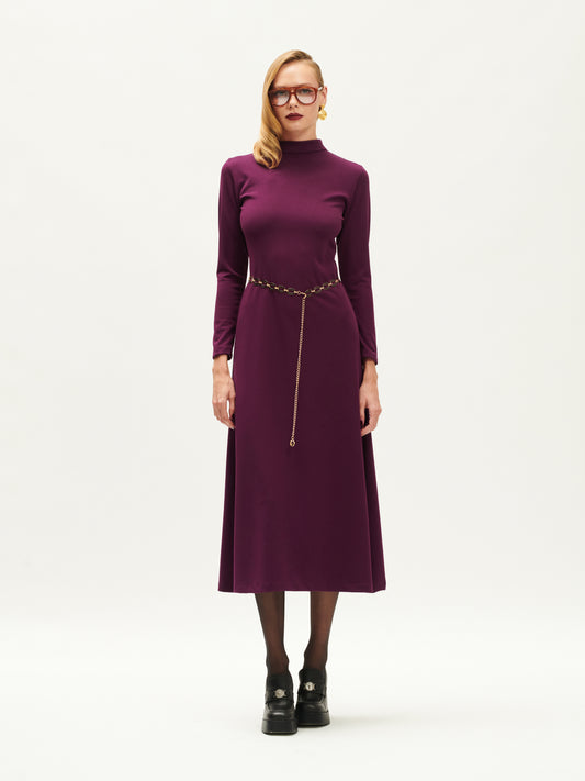 HIGH-NECK DRESS MULBERRY