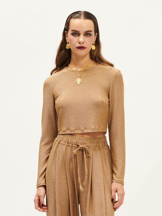 LUREX CROPPED TOP GOLD