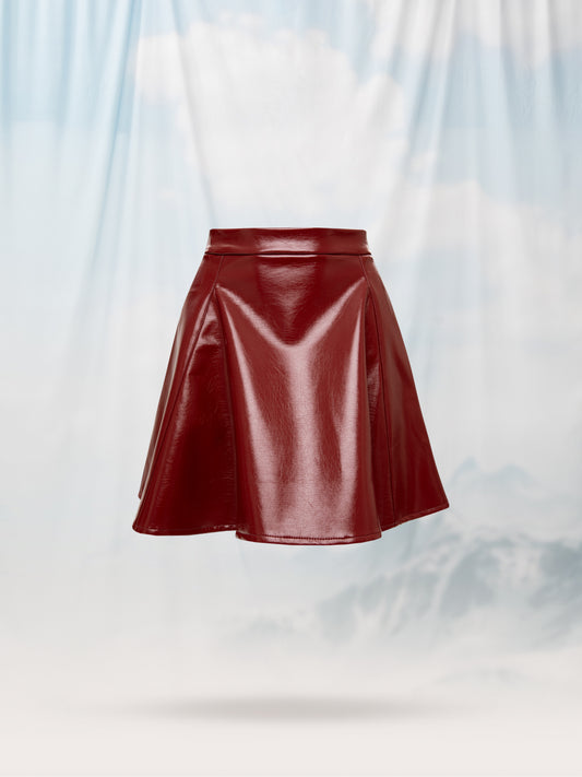 FLARED MINI SKIRT BURGUNDY