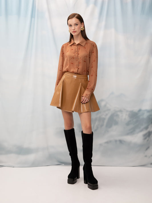 FLARED MINI SKIRT TABAC