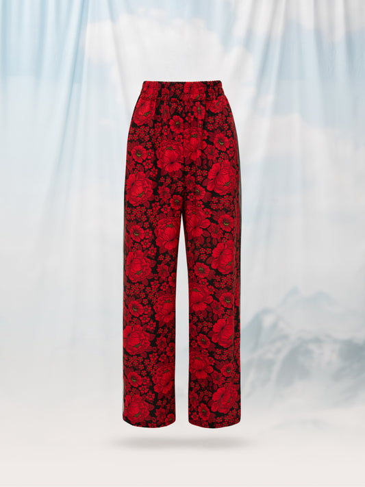 PAJAMA PANTS FLOWERS RED