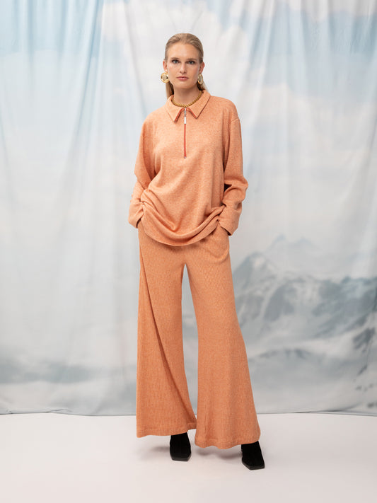 KNITTED PALAZZO PANTS ORANGE