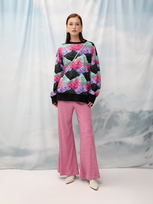 KNITTED PALAZZO PANTS PINK