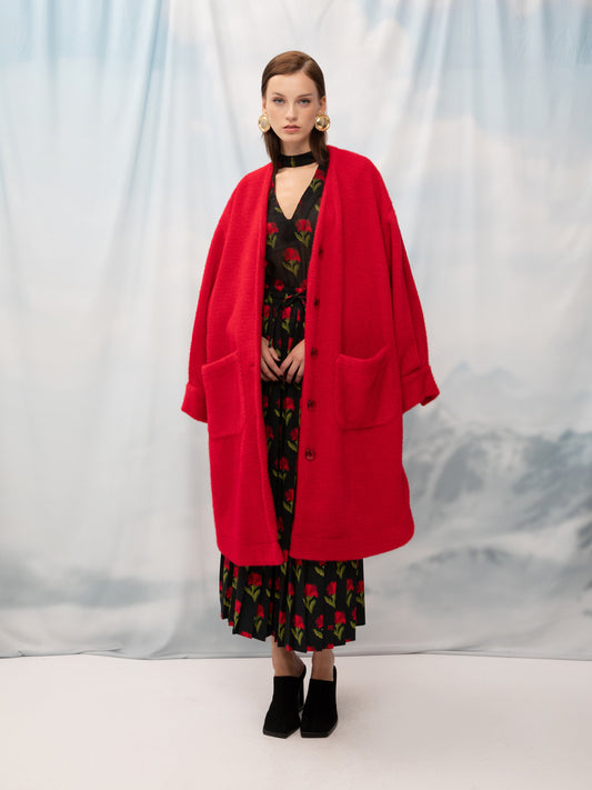 OVERSIZED SNOWBALL COAT RED