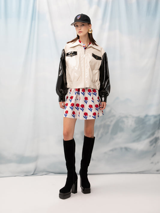 VINYL BIKER JACKET IVORY