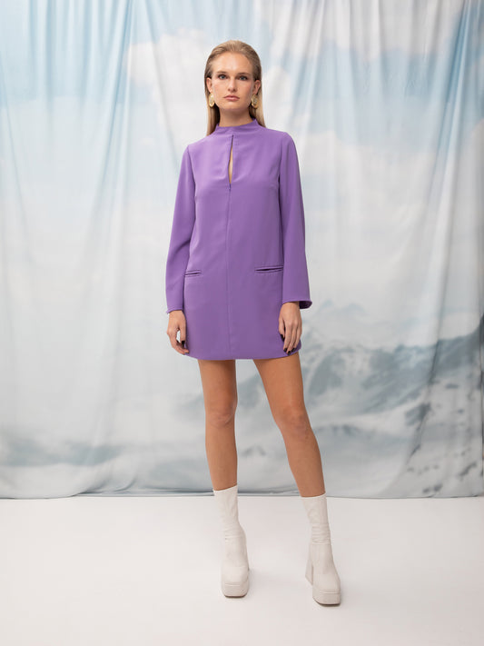 ZIP-UP MINI DRESS LILAC