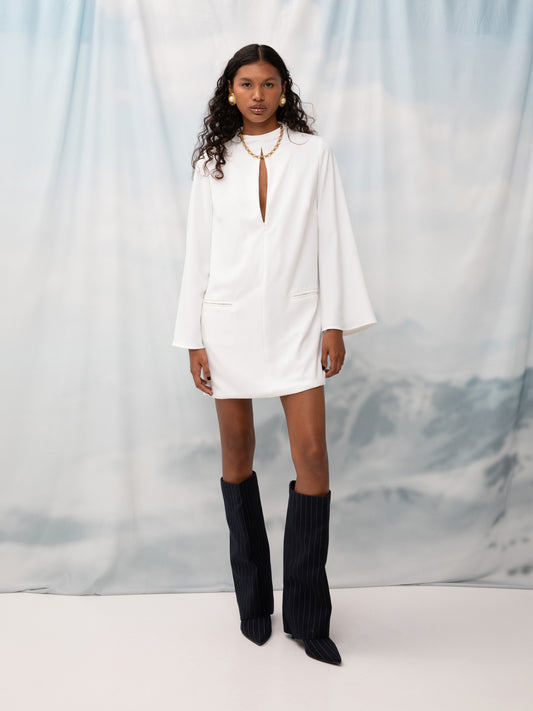 ZIP-UP MINI DRESS OFF-WHITE