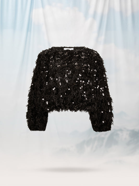 FLUFFY CROPPED TOP BLACK