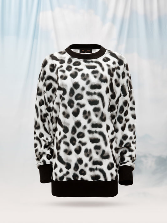 OVERSIZED PRINTED SWEATER LEOPARD WHITE