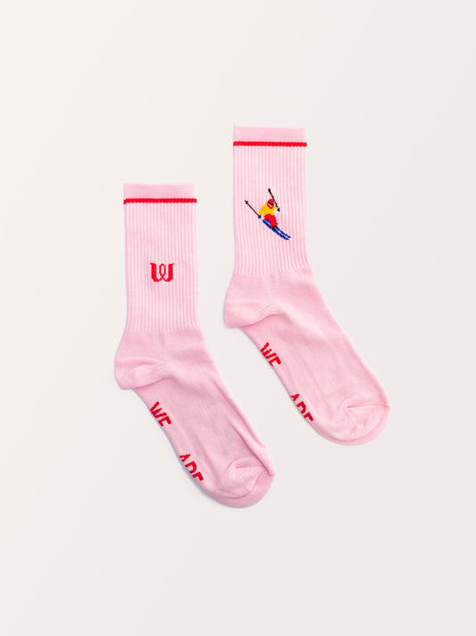 UNISEX SOCKS PINK SKIERS