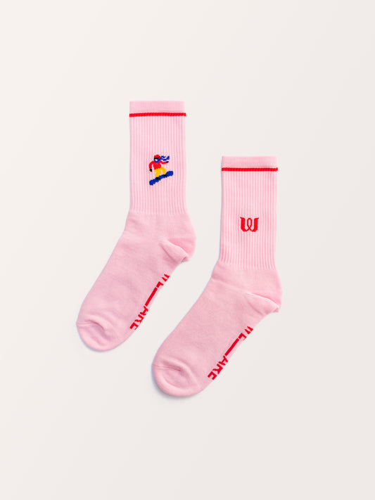 UNISEX SOCKS PINK SKIERS