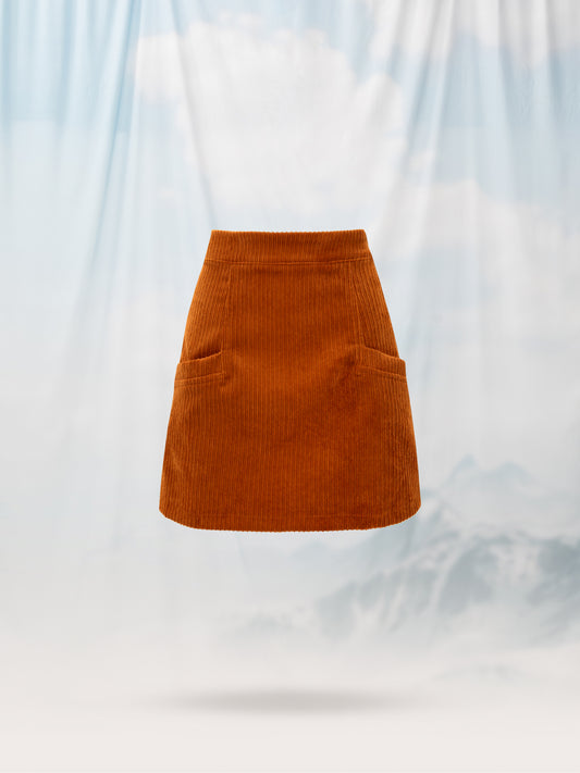 CORDUROY MINI SKIRT COGNAC