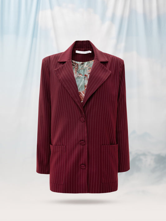 OVERSIZED BLAZER BURGUNDY STRIPES