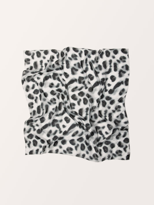 CHIFFON SQUARE SCARF LEOPARD WHITE